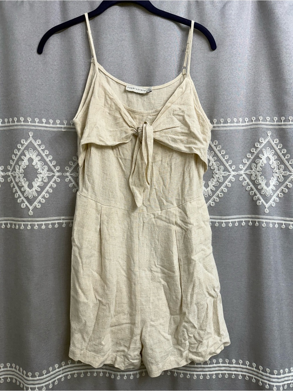 Tie-Front Linen Romper